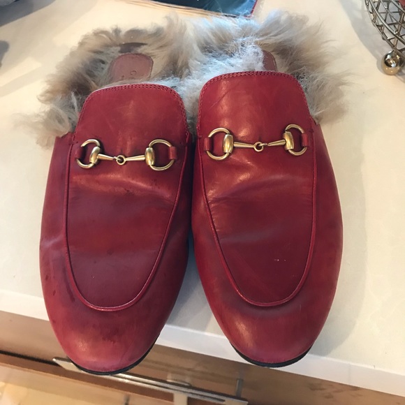red gucci mules